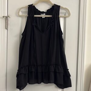Bar III Black Ruffled Sleeveless Blouse